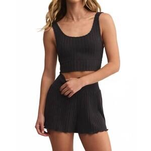 Z Supply Black Ribbed Sports Bra